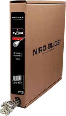 Produktbild von Niro-Glide Bremsinnenzug-Edelstahl mit Birnennippel 2050mm, Ø 1,5mm, Box a 50 Stück