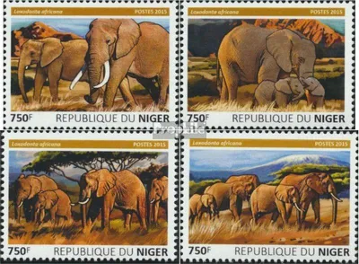 Produktbild von Briefmarken Niger 2015 Mi 3803-3806 (kompl. Ausg.) postfrisch Elefanten