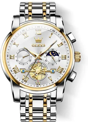 Produktbild von Uhren Herren Chronograph Wasserdicht Analog Quarz Uhr Herren Mode Lässig Business Leuchtend Edelstahl Großgesicht Herrenuhr