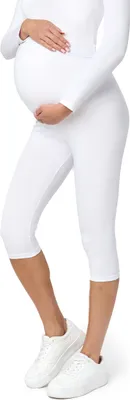 Image de Leggings de grossesse 3/4 en coton Be Mammy BE20-229 (blanc, L)