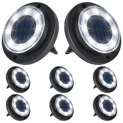8 Solarleuchten, 8 LEDs, wasserdicht, für Garten & Wege, weiß