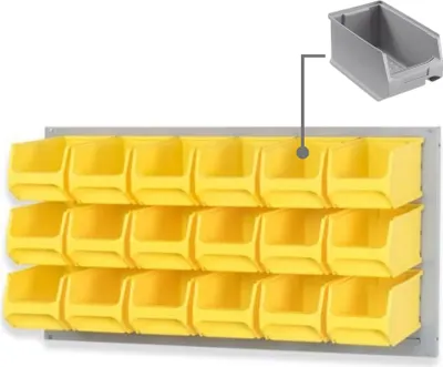 Produktbild von Trägersystem Graue Systemplatte mit 18x grauen Sichtlagerboxen 3.0 | Maße HxB 50x100cm | Sichtlagerbox, Sichtlagerbehälter, Sichtlagerkasten