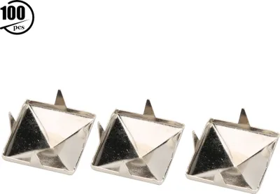 Produktbild von 100pcs Quadratpyramid Punk Nieten 4 Klauen Metallstollen für Armbänder Kleidungsschuhe Handtasche 2mm