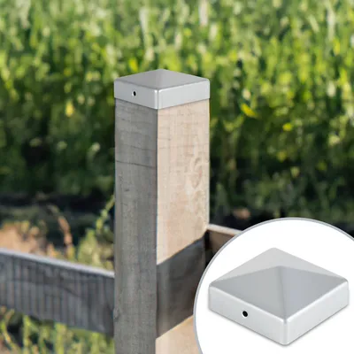 Produktbild von Yakimz 10x Pfostenkappe Schutzkappe Holzpfosten Pyramide Pfostenabdeckung für Holzpfosten Silber 91*91mm