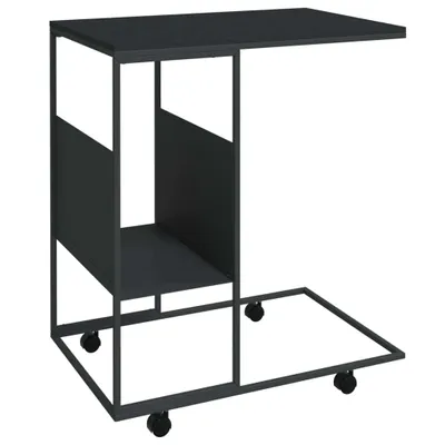 Produktbild von Beistelltisch mit Rollen Schwarz 55x36x63,5 cm Holzwerkstoff