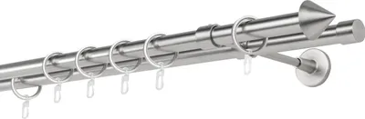 Produktbild von Gardinenstange auf Maß 20mm Spitze 2-lauf Wandträger 20cm Farbe: Edelstahl-Optik, Größe: 280cm