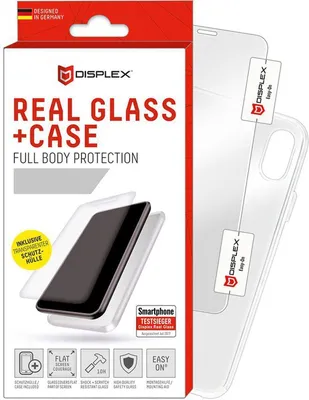 Produktbild von Displex - Real Glass 0,33mm + Hülle - Apple iPhone X, Xs- Displayschutzglasfolie
