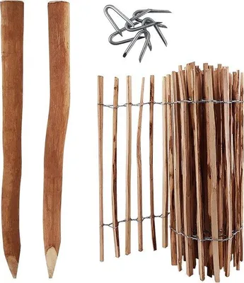 Produktbild von Staketenzaun 5 m mit Holzpfählen - Naturholz