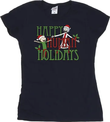 Produktbild von Rick And Morty - "Happy Human Holidays" T-Shirt für Damen BI38031 (L) (Marineblau)