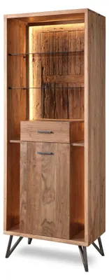 Produktbild von HUDSON Vitrine 1 Tür / 1 Schublade / 2 Glasböden / Licht