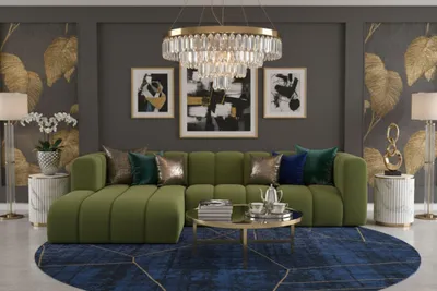 Produktbild von Kaiser Möbel Ecksofa L-Form Grand L 287 cm, Veloursstoff Salvador, Olive, Links