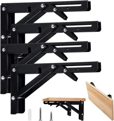Zdjęcie produktu dla Składane uchwyty stalowe 200 mm, 60 kg, czarne