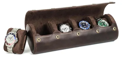 Imagen del producto de Caja de relojes de lujo para 4 relojes, fabricada en cuero genuino