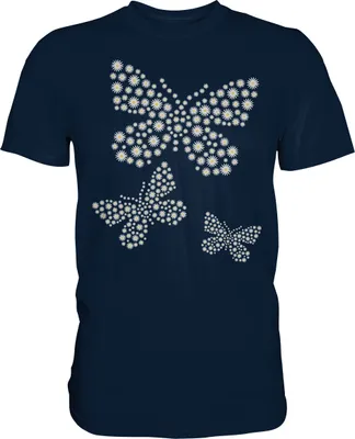 Produktbild von Frauen Gänseblümchen Schmetterlinge T-Shirt – Navy / 4XL