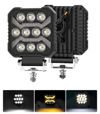 Image de Projecteur LED universel haute performance, avec lumière blanche et éclairage diurne jaune, 1500 lumens, 12-24 V