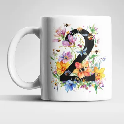 Produktbild von Name A bis Z und 0 bis 9 Blumen Bienen Kaffeetasse Teetasse Tasse Geschenkidee – 2