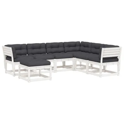 Produktbild von vidaXL 7-tlg. Garten-Lounge-Set mit Kissen Weiß Massivholz Kiefer