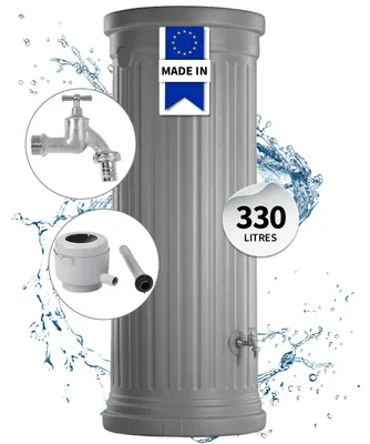 Productafbeelding van GARANTIA zuiltank complete-set 330 L steengrijs incl. chromen aftapkraan en regenpijp aansluiting