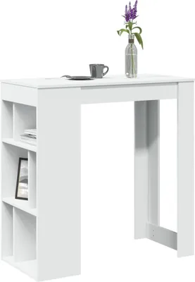 Produktbild von Design Bartisch mit Regal Weiß 102x50x103,5 cm Holzwerkstoff, Esstische 2024 Neu
