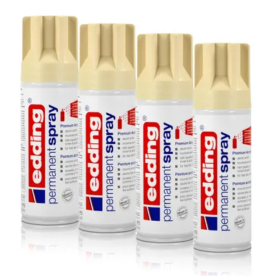 Produktbild von 4x edding Permanent Spray hellelfenbein 200 ml Premium Acryllack, RAL 1015