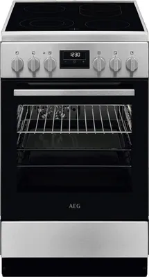 Produktbild von AEG CCB544BGBM, Freistehender Herd, Schwarz, Weiß, Drehregler, Weiß, Vorderseite, Boden