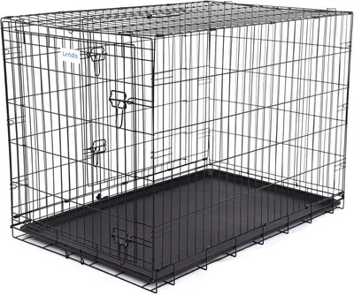 Produktbild von Faltbarer Hundekäfig – Hundehütte/Katzenklo – Sichere Transportbox – Mit Unterwanne und Tragegriff – 107x71x78 cm – Schwarz