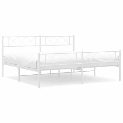 Produktbild von Bettgestell mit Kopf- und Fußteil Metall Weiß 183x213 cm