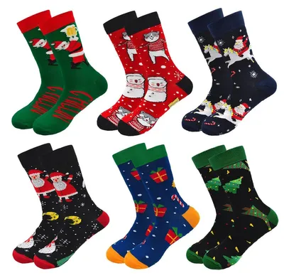 Produktbild von Weihnachtssocken Herrensocken Baumwolle - Weihnachtsmuster - Größe 39-45 - 6 Paar
