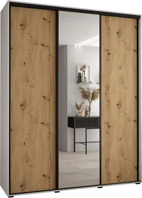 Produktbild von MEBLE KRYSPOL Davos 3 Schrank, drei Türen - 235,2x200x45 cm - Weiß Artisan Schwarz