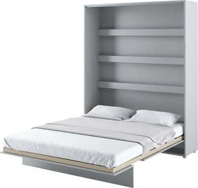 Produktbild von Wandbett Schrankbett BED CONCEPT BC-12 Vertikal 160x200 GRAU MATT Wandklappbett, Schrankklappbett, Schrank mit integriertem Klappbett inkl. Lattenrost