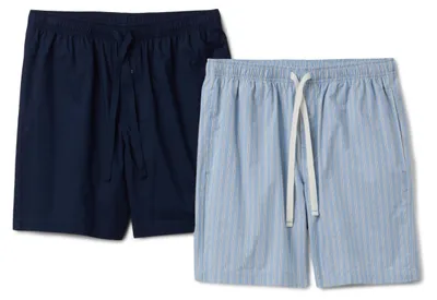 Produktbild von A. Essentials Herren Pyjama-Shorts, Kurz, Baumwoll-Stretch-Popeline, 2er-Pack, M
