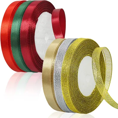 Dekorative Bänder, 8 Stück, Rot Grün Gold, für Weihnachten & Basteln