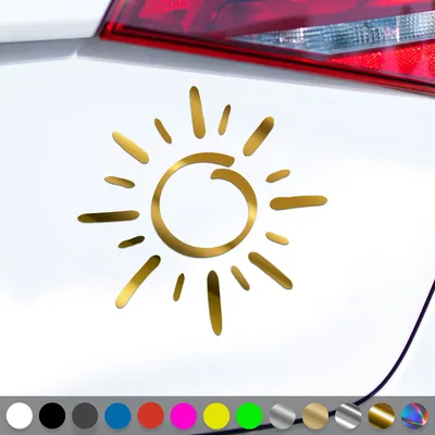 Produktbild von PantherPixel Sonne Aufkleber Sonnenschein Strand Meer Camping Sticker Auto Geschenkidee Farbe Chrom-Gold