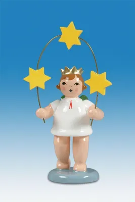 Produktbild von Holzfigur Engel mit Sternbogen und Krone Höhe 6cm NEU