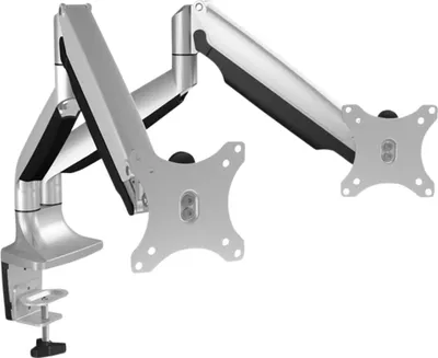 Produktbild von ICY BOX IB-MS504-T - Befestigungskit - einstellbarer Arm - für 2 Monitore - Schwarz, Silber - Bildschirmgröße: bis zu 81,3 cm (bis zu 32 Zoll)