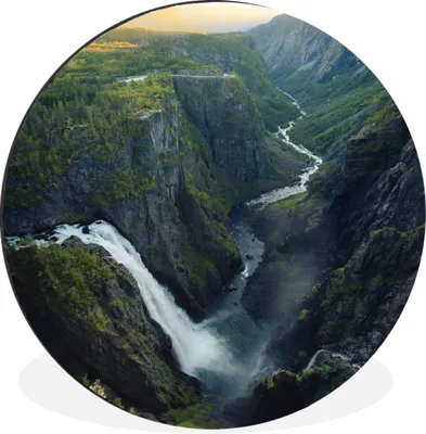 Produktbild von MuchoWow® Aluminium Wandkreis Wasserfall in Norwegen Ø 60 cm Wanddeko Modern Wohnzimmer - Wand Kreis - Wandbild - Schlafzimmer - Aluminium Bild - Kinderzimmer - Wohnzimmer Dekoration - Wandschmuck