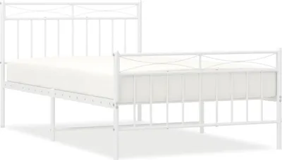 Produktbild von vidaXL Bettgestell mit Kopf- und Fußteil Metall Weiß 100x200 cm