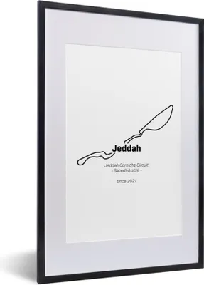 Produktbild von MuchoWow® Gerahmtes Poster Formel 1 - Rennstrecke - Jeddah 40x60 cm - Poster mit Schwarzem Bilderrahmen Wandposter Rahmen Foto Bilder - Poster in Rahmen