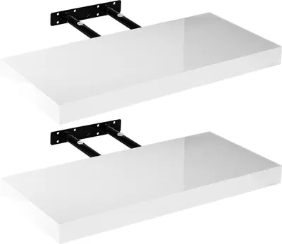 Zdjęcie produktu dla Stilista Półka ścienna, zestaw 2 szt., 40 cm, biały połysk