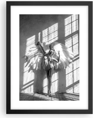 Produktbild von Gerahmtes Poster - Schwarzer Rahmen - Flügel Frau Tanz - 30x40 cm - Wand Bild - Wanddeko - Wandbilder - Kunstposter - Wandposter - Bilderrahmen - Bilder - Kunstdruck - Wanddekoration - P2BPA30x40-5149