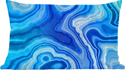 Produktbild von MuchoWow® Zierkissen Sofakissen Wohnzimmer Dekokissen 60x40 cm Marmor - Achat - Blau - Steine - Kopfkissen - Polster mit Foto