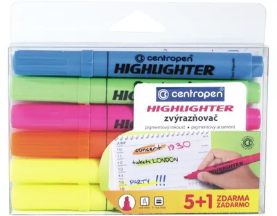 Obrázek produktu pro Centropen zvýrazňovač 8552 sada 5+1 barev