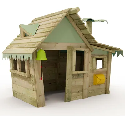 Immagine prodotto di Casetta da gioco Wickey Casita in legno con finestre e tetto in legno verde chiaro