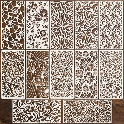 Productafbeelding van Set van 12 herbruikbare textuursjablonen voor decoratie