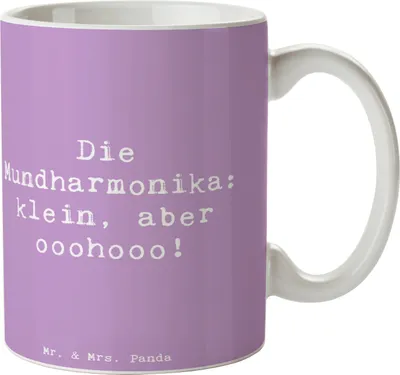 Produktbild von Mr. & Mrs. Panda Teetasse Spruch Mundharmonika Ohooo - Lavendeltraum - Geschenk, Lernen, klein, Folklore, Blues, Unterwegs, Tasse, Kaffeetasse, Kaffeebecher, Pott, Musik