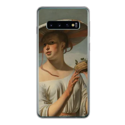 Produktbild von MuchoWow® Handyhülle Schutzhülle Hülle für Samsung Galaxy S10 Mädchen mit breitem Hut - Gemälde von Cäsar Boëtius van Everdingen Silikon Softcase Handy Hülle - Handytasche
