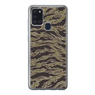 Produktbild von MuchoWow® Handyhülle Schutzhülle Hülle für Samsung Galaxy A21s Camouflage-Muster mit Streifen Silikon Softcase Handy Hülle - Hartschale