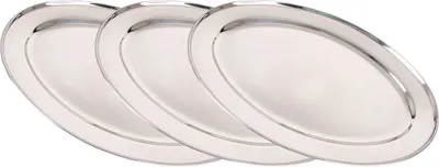 Produktbild von 3er-Set Edelstahl Servierplatte 30cm Buffetplatte Serviertablett Partyplatte