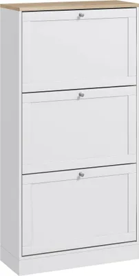 Produktbild von Schuhschrank - Flurmöbel - 3 Kippfächer - 60 x 23,5 x 115 cm - Weiß