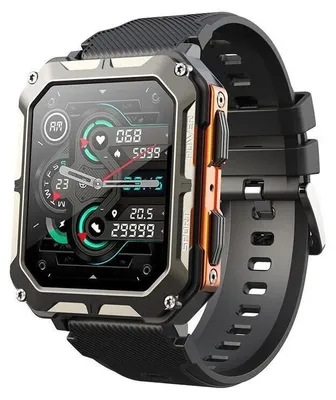Produktbild von Outdoor Smartwatch Herren mit Telefonfunktion HD Display Robust und Wasserdicht mit Pulsmesser SpO2 und 120+ Sportmodi Kompatibel mit Android Orange